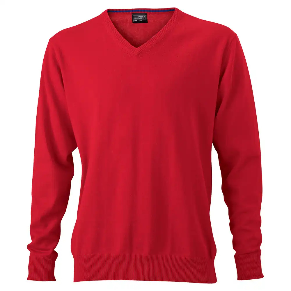 V-Neck Pullover "JN659" in red, 3XL - Thumbnail 1