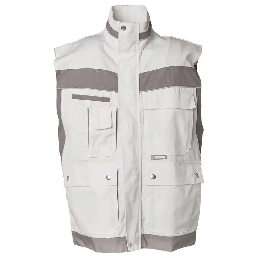 Arbeitsweste "PLALINE" in weiß/zink, 4XL - Thumbnail 1