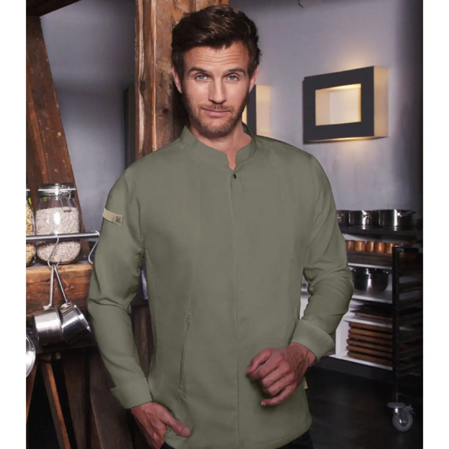 Herren Kochjacke "JM 35" in salbei, 66 - Thumbnail 7