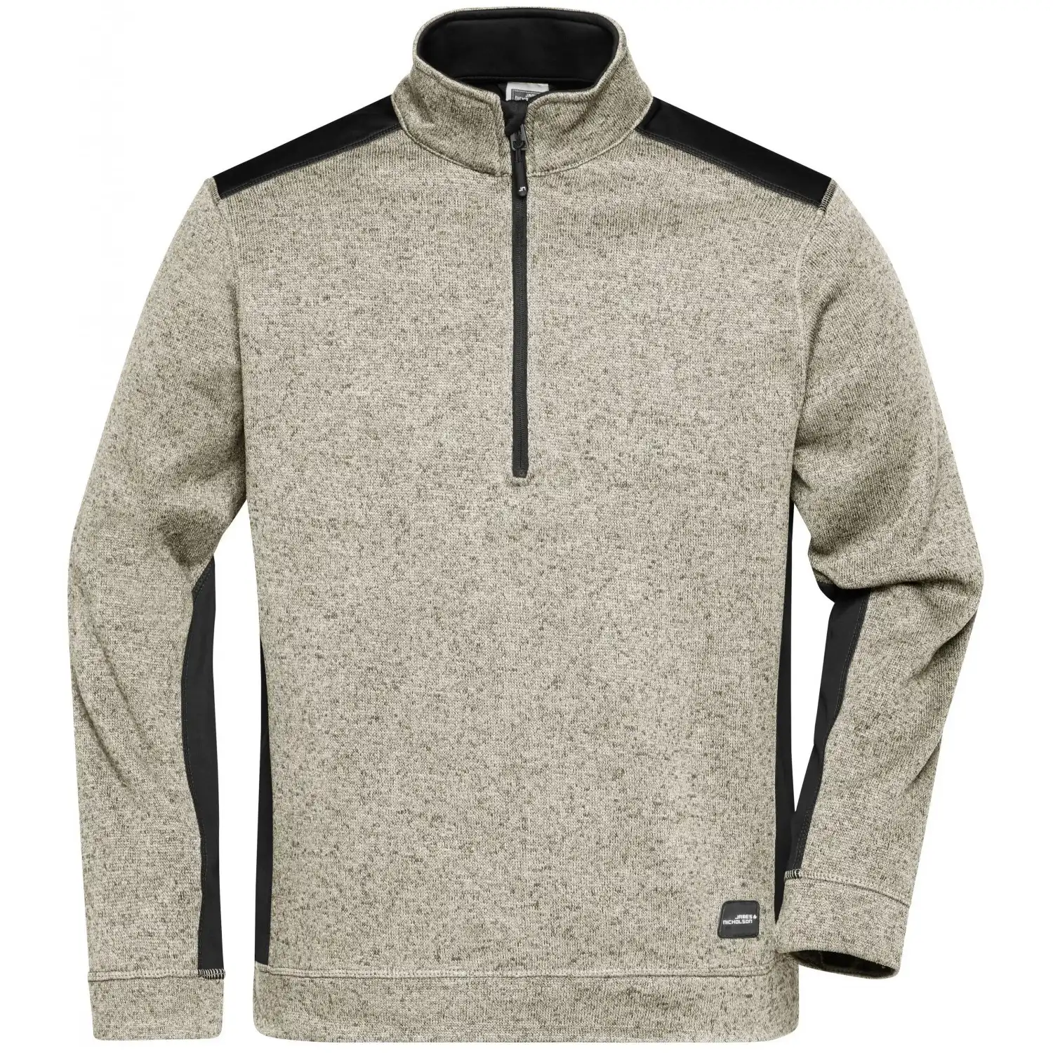 Strick Fleece Jacke "JN864" in stone-melange/black, 6XL - Bild 1