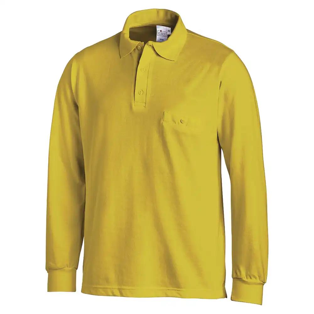 Langarm-Poloshirt "08/841" in gelb, L - Thumbnail 1