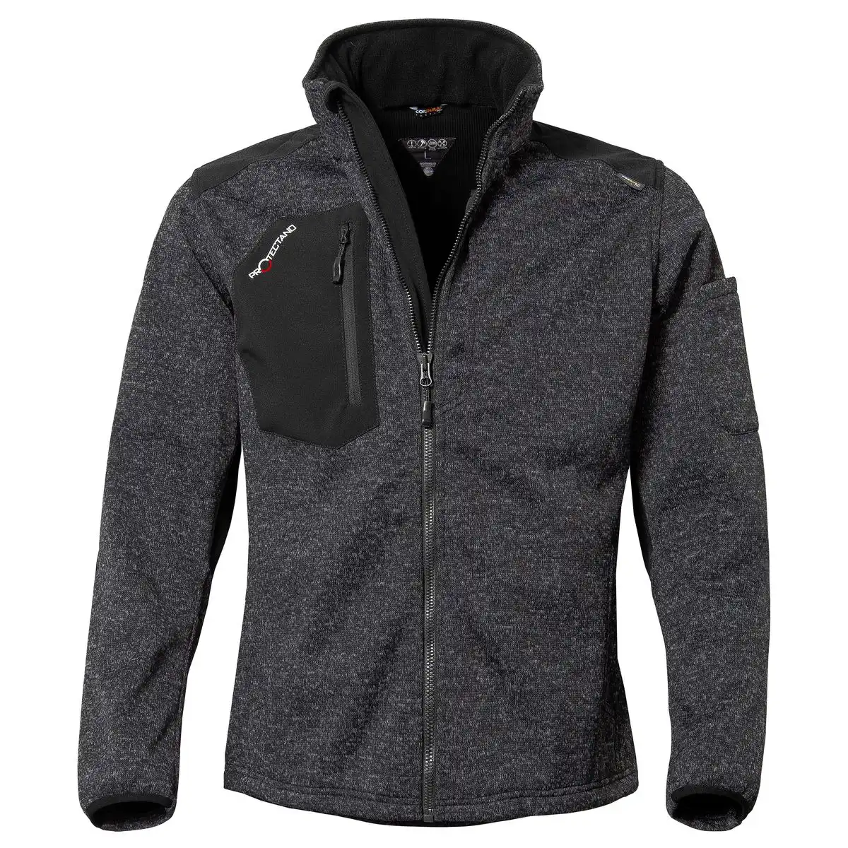 Strickfleece-Jacke "PROTECTANO" in schwarz/meliert, XS - Thumbnail 1