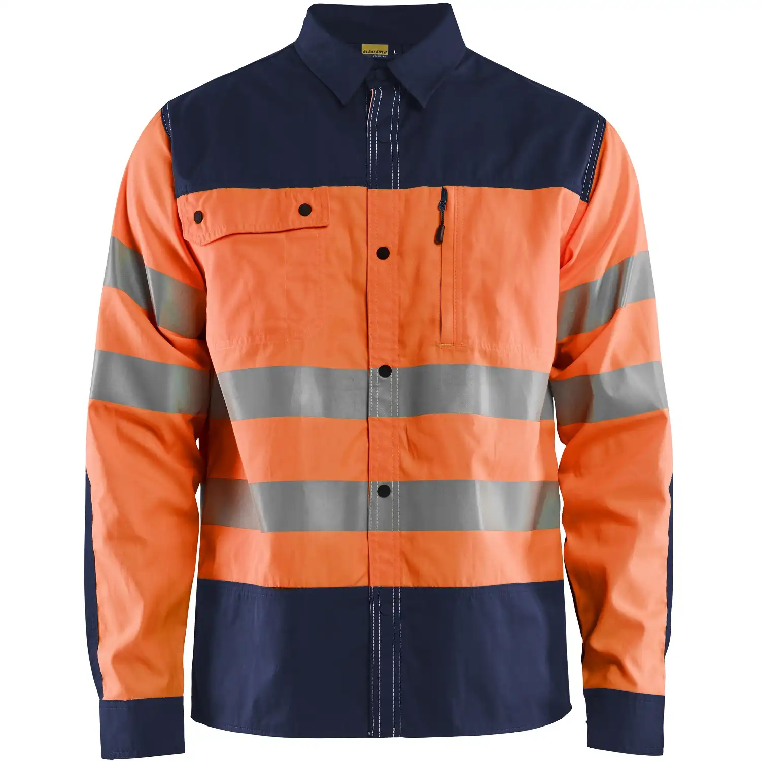 Warnschutz Arbeitshemd "3255" in orange/marine, 3XL - Thumbnail 1