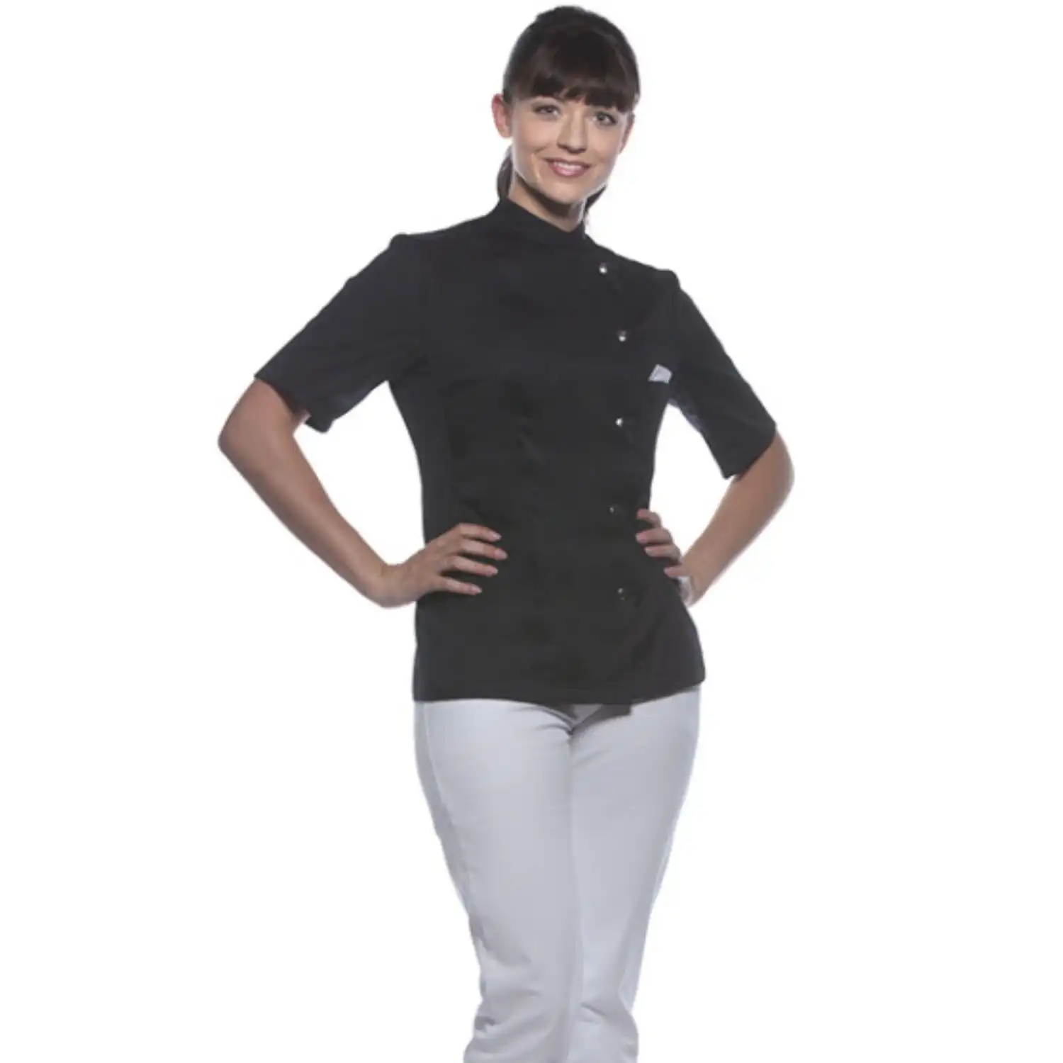 Damen Kochjacke Greta "JF 4" in schwarz, 48 - Thumbnail 7