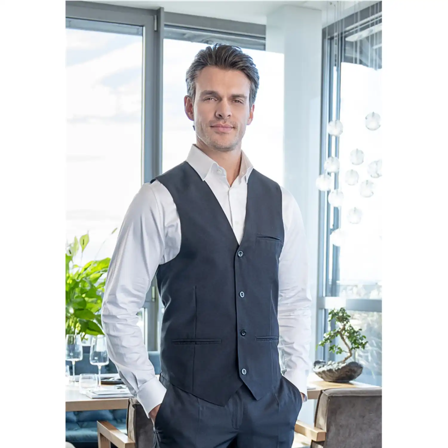 Herrenweste Basic "BWM 1"  schwarz in S - Thumbnail 8