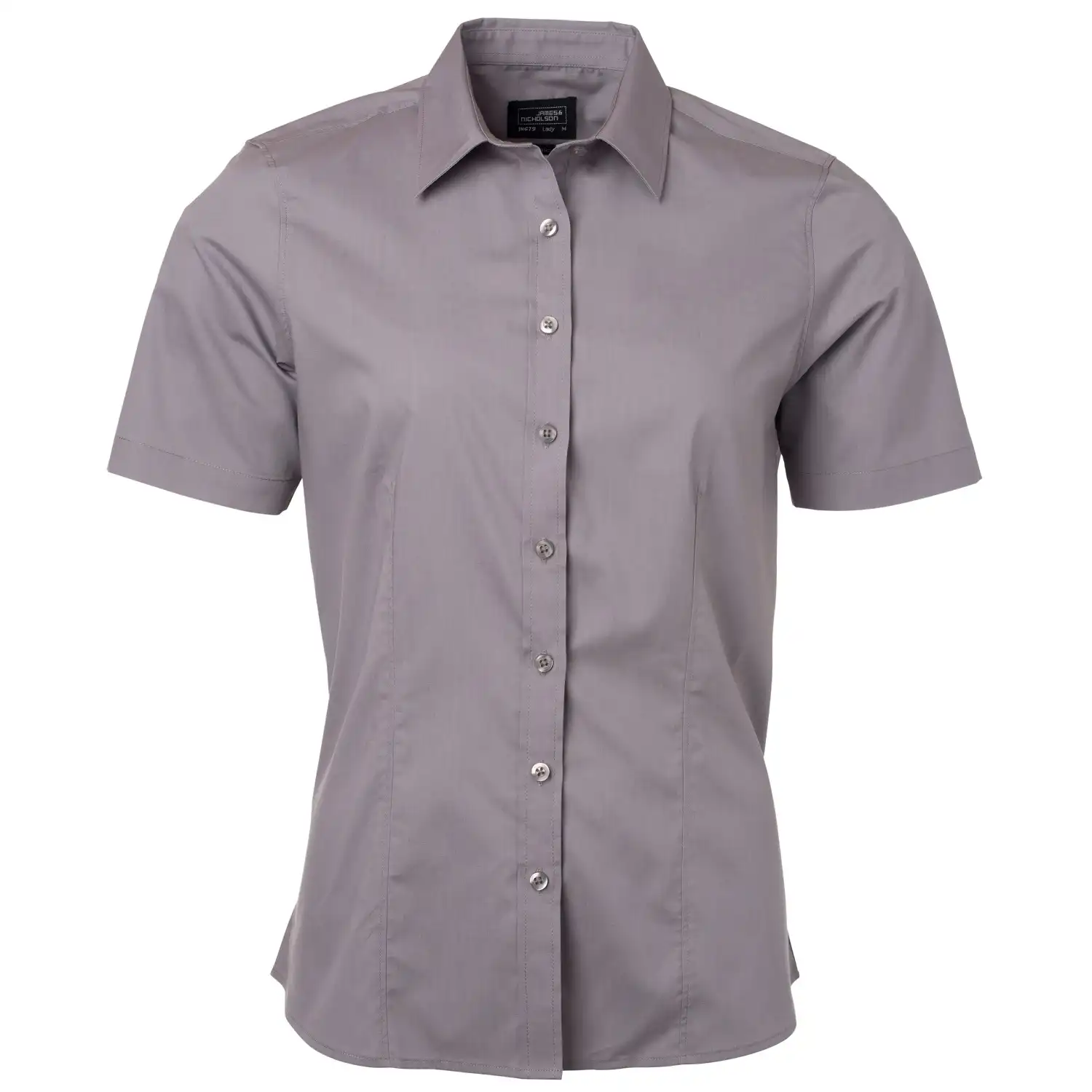 Damen Kurzarm Bluse "JN679" in steel, L - Bild 1