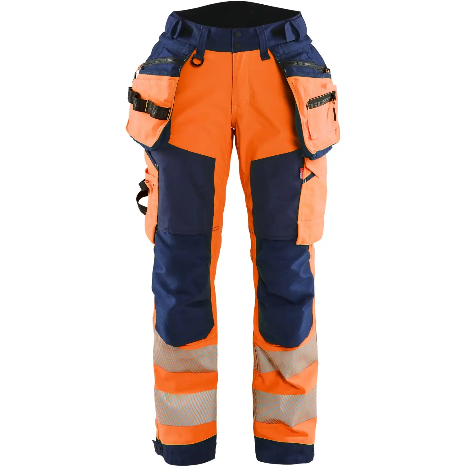 Damen Warnschutz Softshell Handwerkerhose "7118" Kl. 2 in orange/marine, C34 - Thumbnail 1