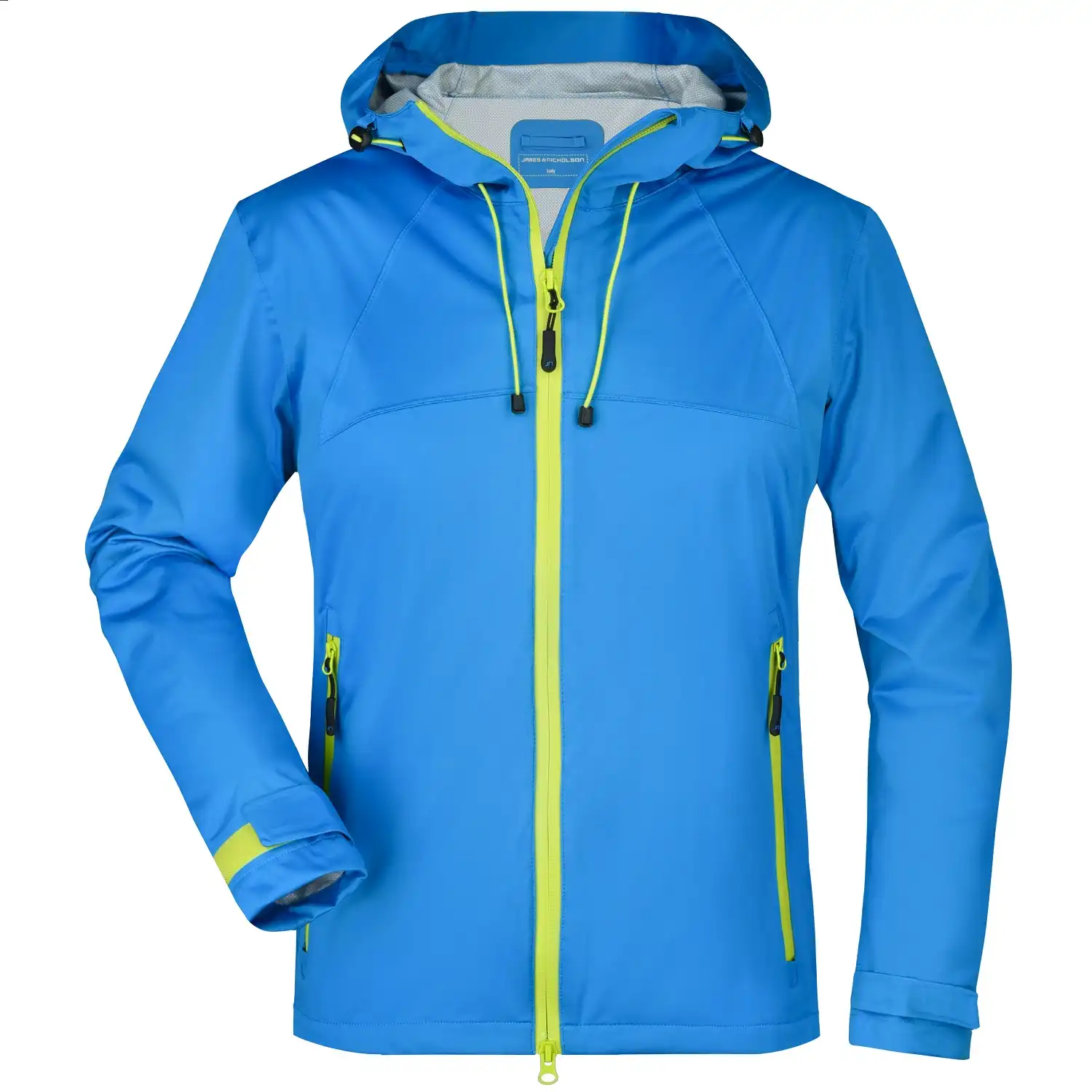 Damen Ultralight Regenjacke "JN1097" in aqua/acid-yellow, M - Thumbnail 1