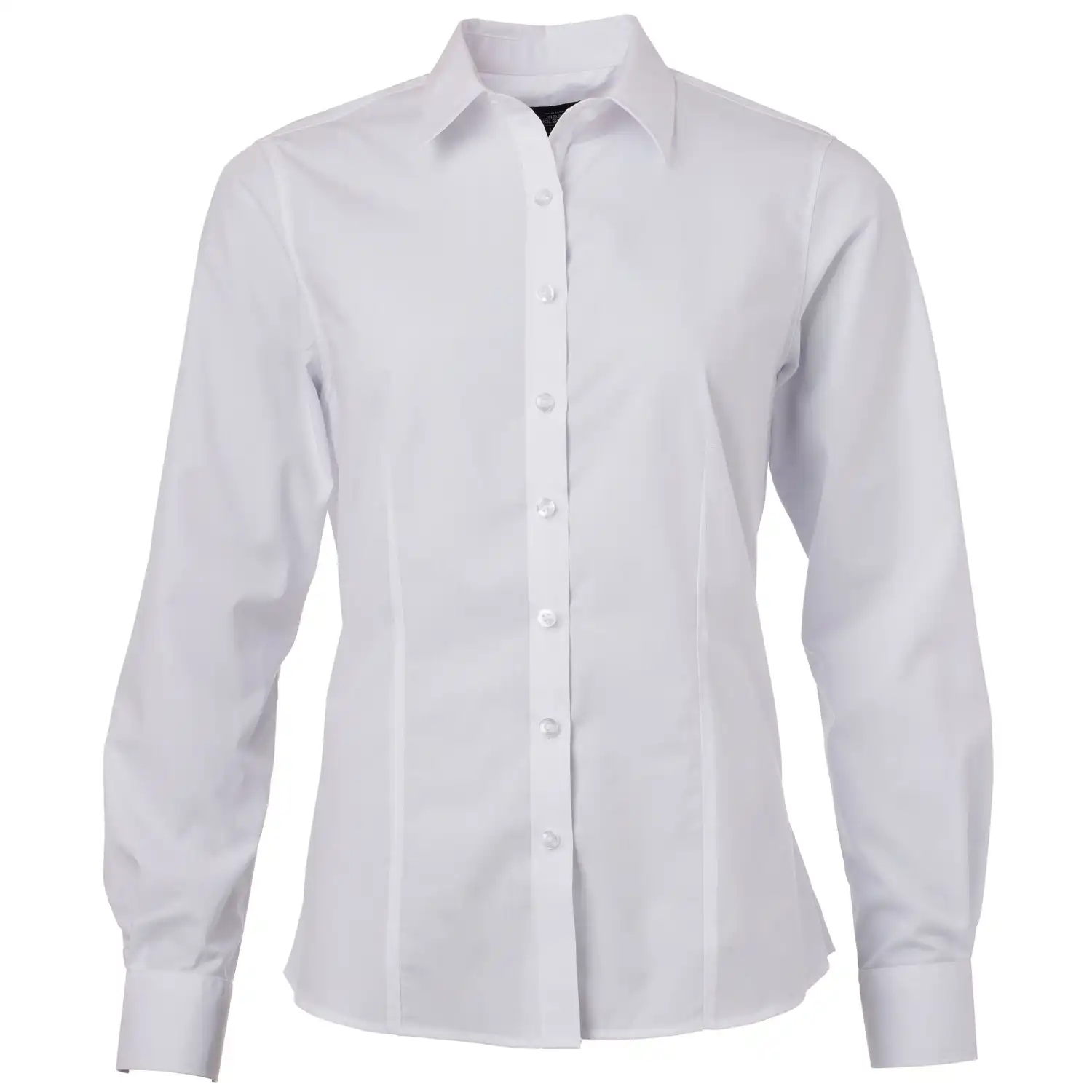 Damen Langarm Bluse "JN677" in white, L - Thumbnail 1