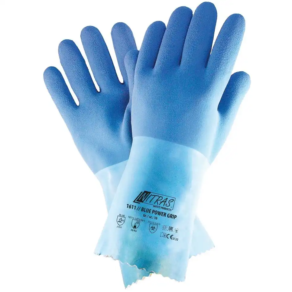 Latex Chemiehandschuhe "BLUE POWER GRIP" in 7 (S) - Bild 1