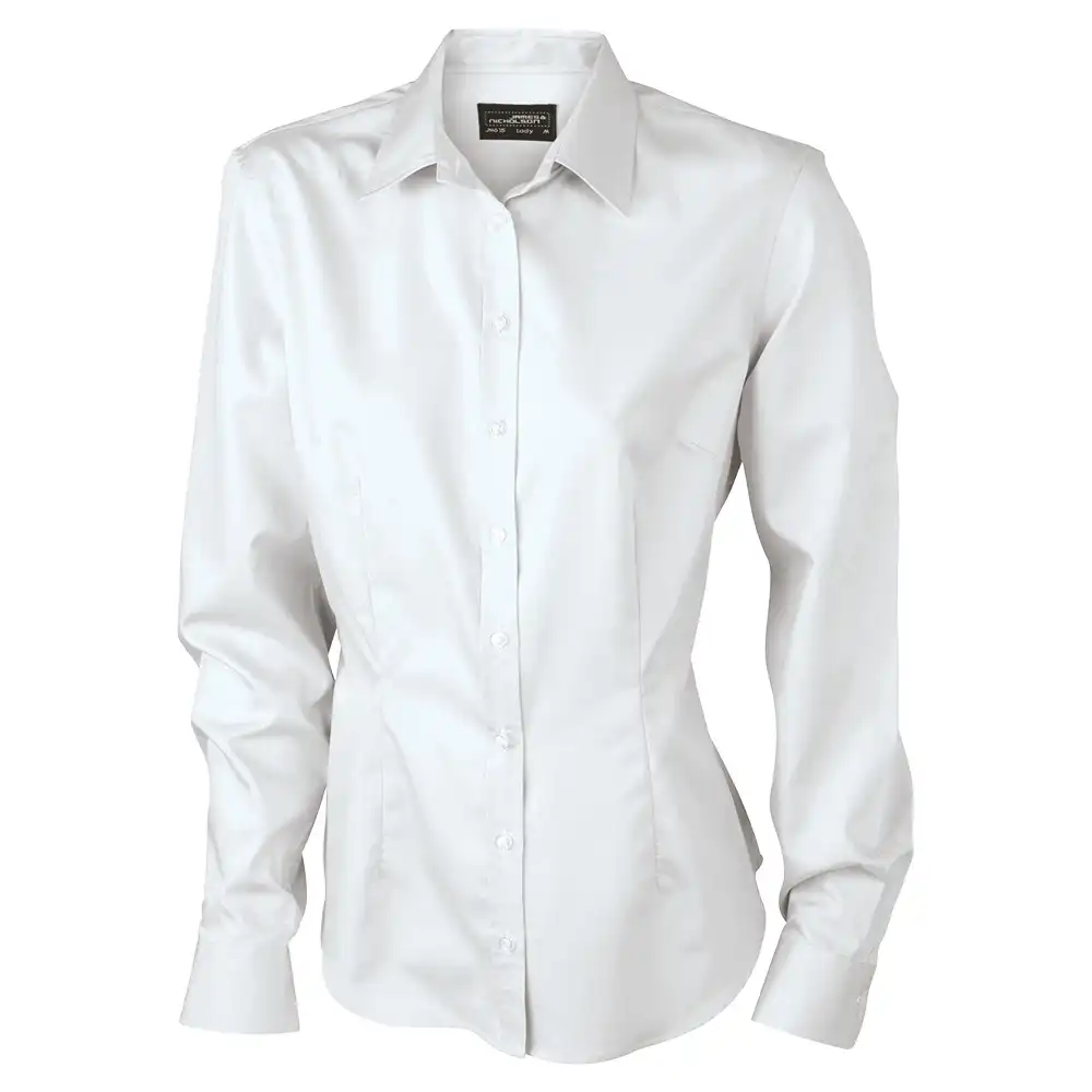 Damen Bluse langarm "JN615" in white, S - Thumbnail 1