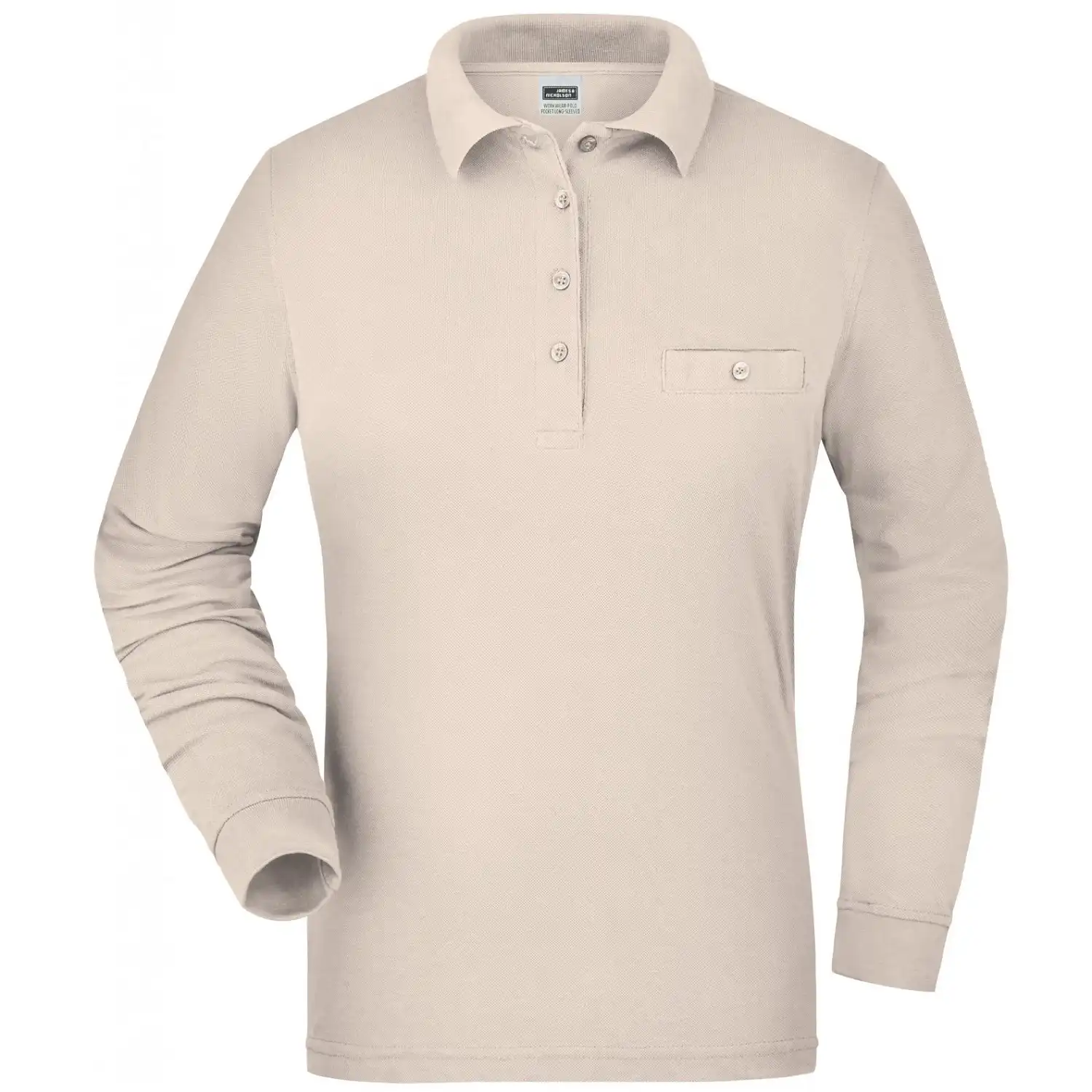 Damen Langarm Poloshirt "JN865" in stone, M - Bild 1