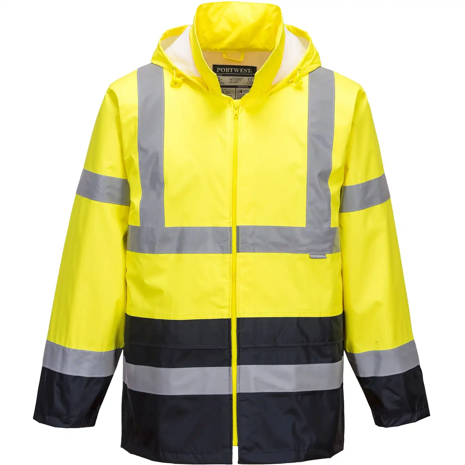 Warnschutz PVC-Regenjacke "H443" Kontrast in gelb/marine, XL - Thumbnail 1