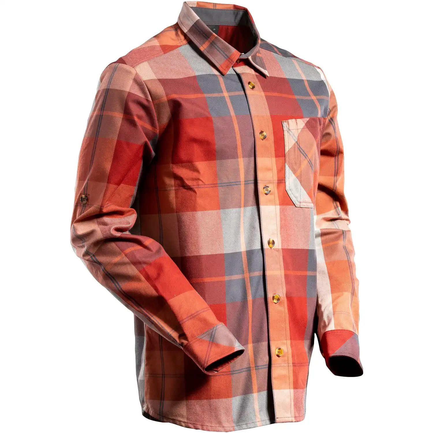Flanellhemd "22904-446" Customized in herbstrot-kariert, XL - Thumbnail 1