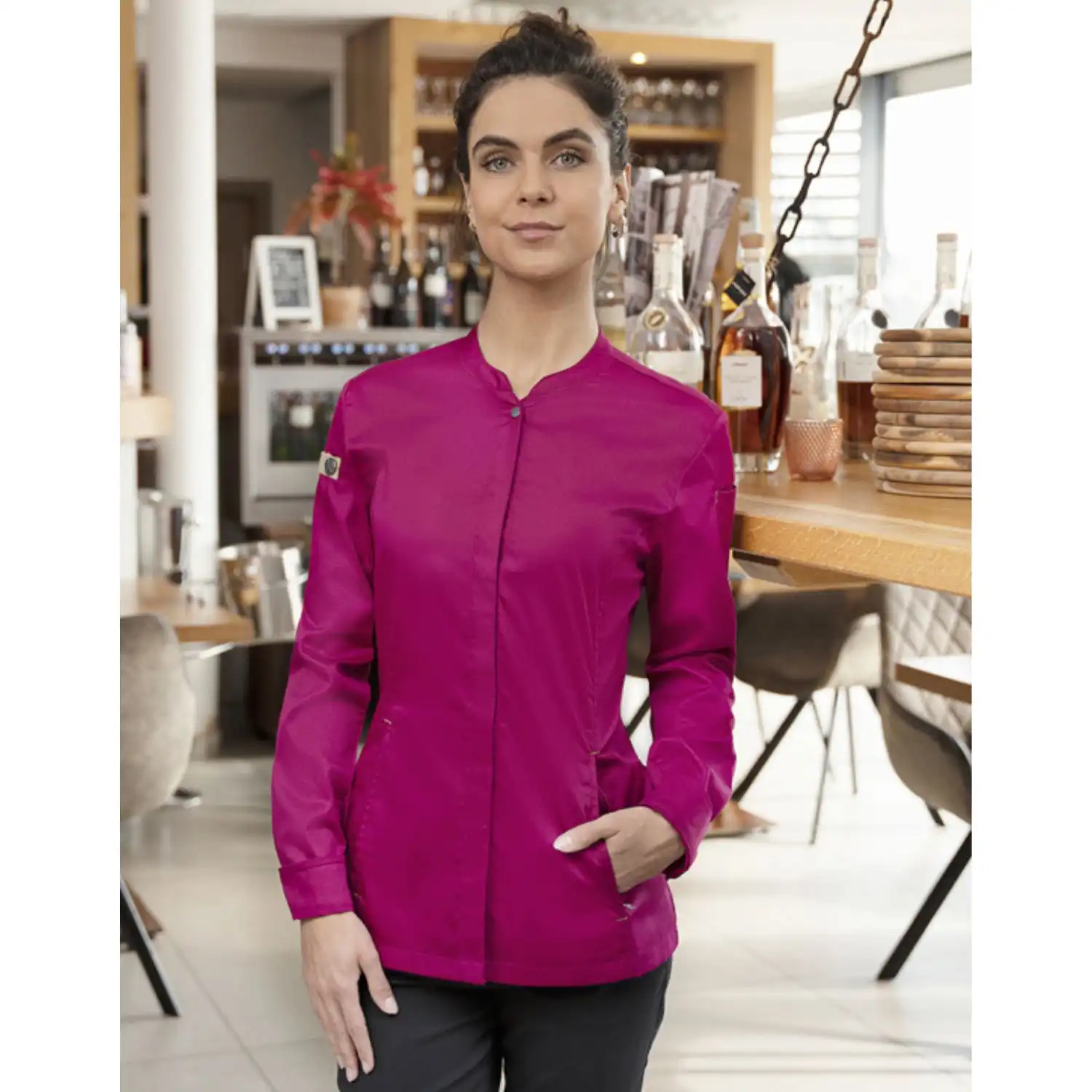 Damen Kochjacke "JF 26" in fuchsia, 40 - Thumbnail 6