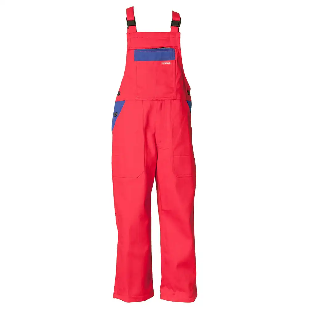 Kinder-Latzhose - 290g/m² in mittelrot/kornblau, 98/104 - Bild 1