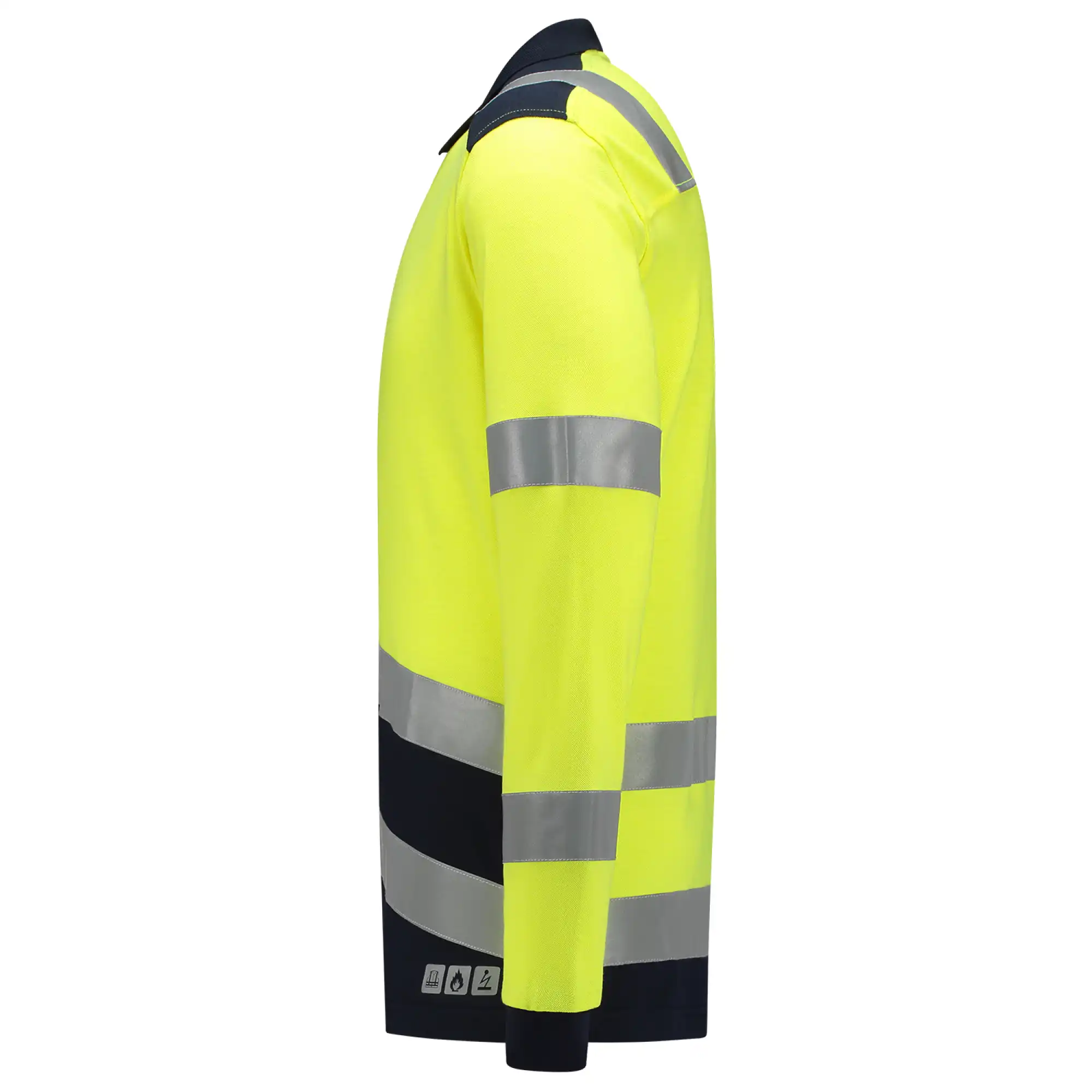 Multinorm Langarm Polo-Shirt "203003" Safety gelb/ink in L - Thumbnail 3