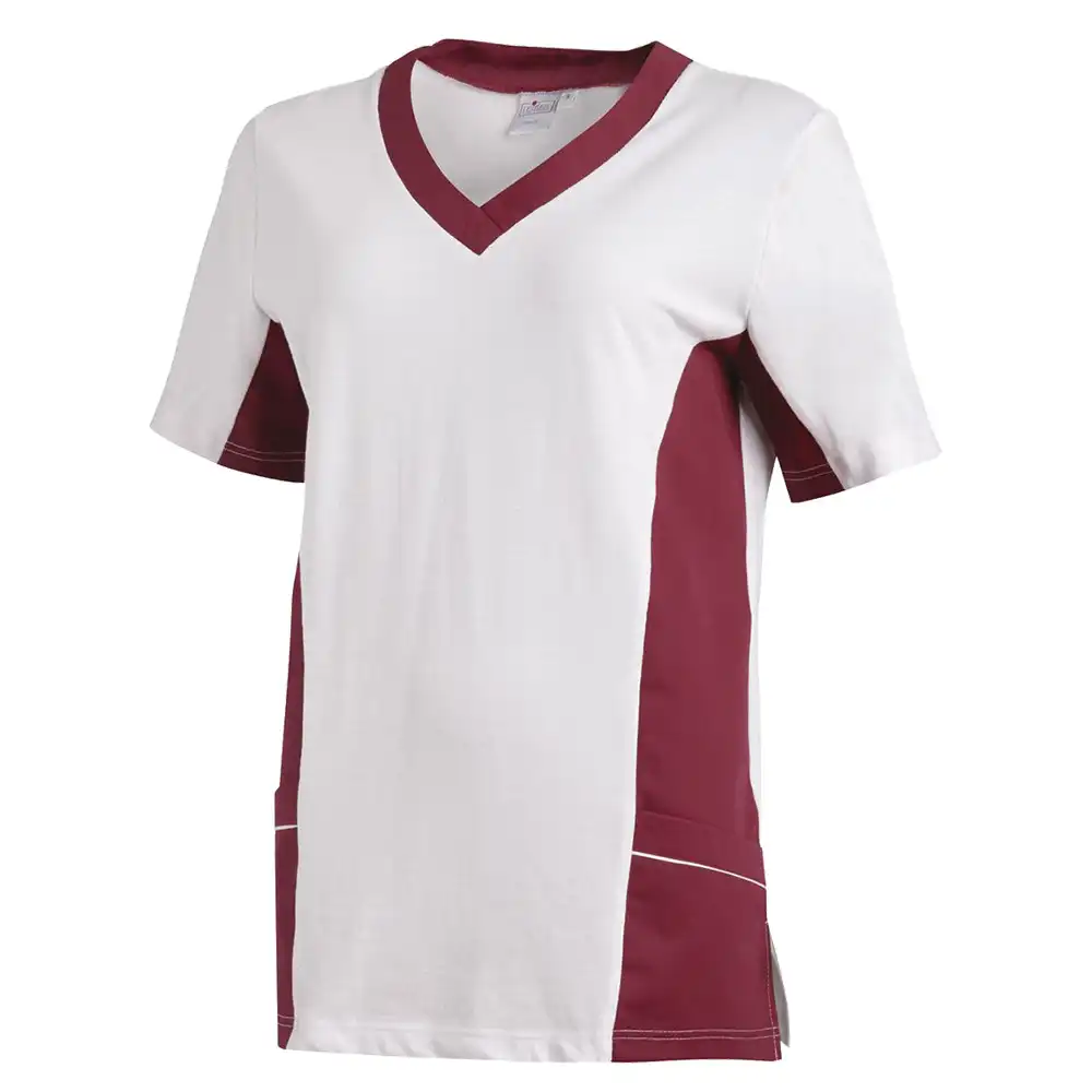 Damen Piqué-Schlupfjacke "08/2531" in weiß/beere, L - Thumbnail 1