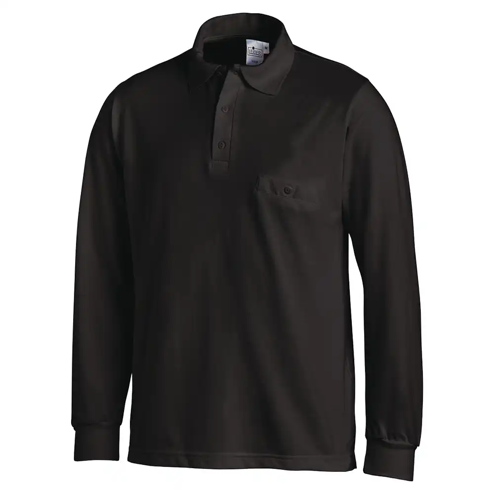 Langarm-Poloshirt "08/841" in schwarz, 3XL - Thumbnail 1