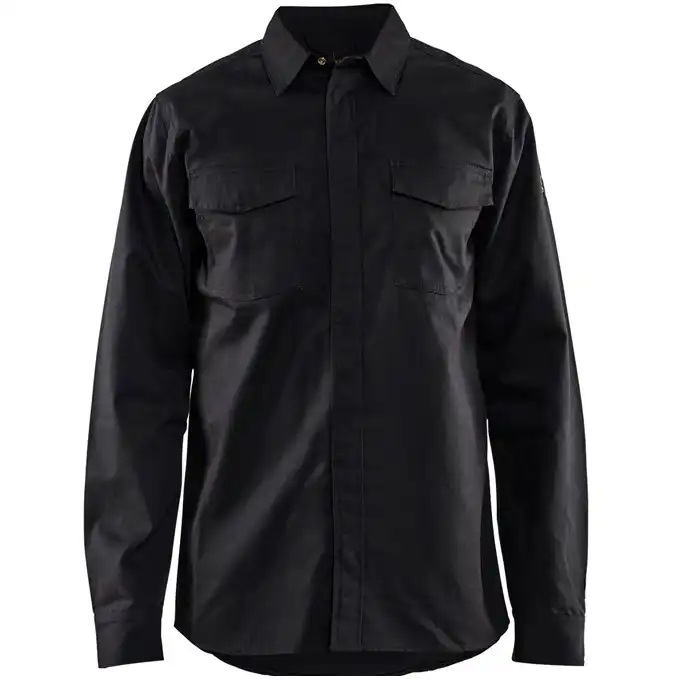 Flammschutz Arbeitshemd "3226" in schwarz, L - Thumbnail 1