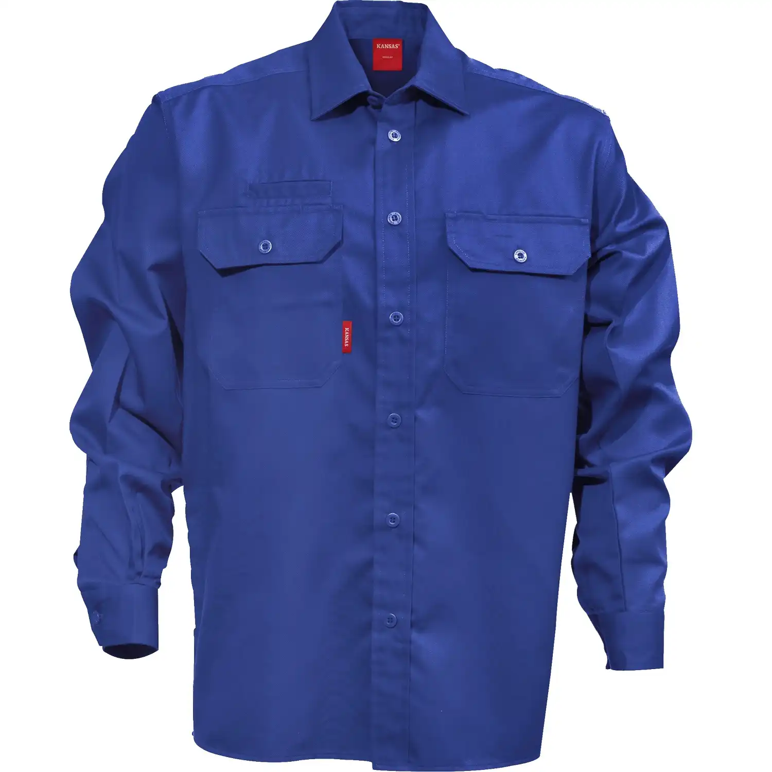 Arbeitshemd Langarm "7385 B60" in königsblau, S - Thumbnail 1