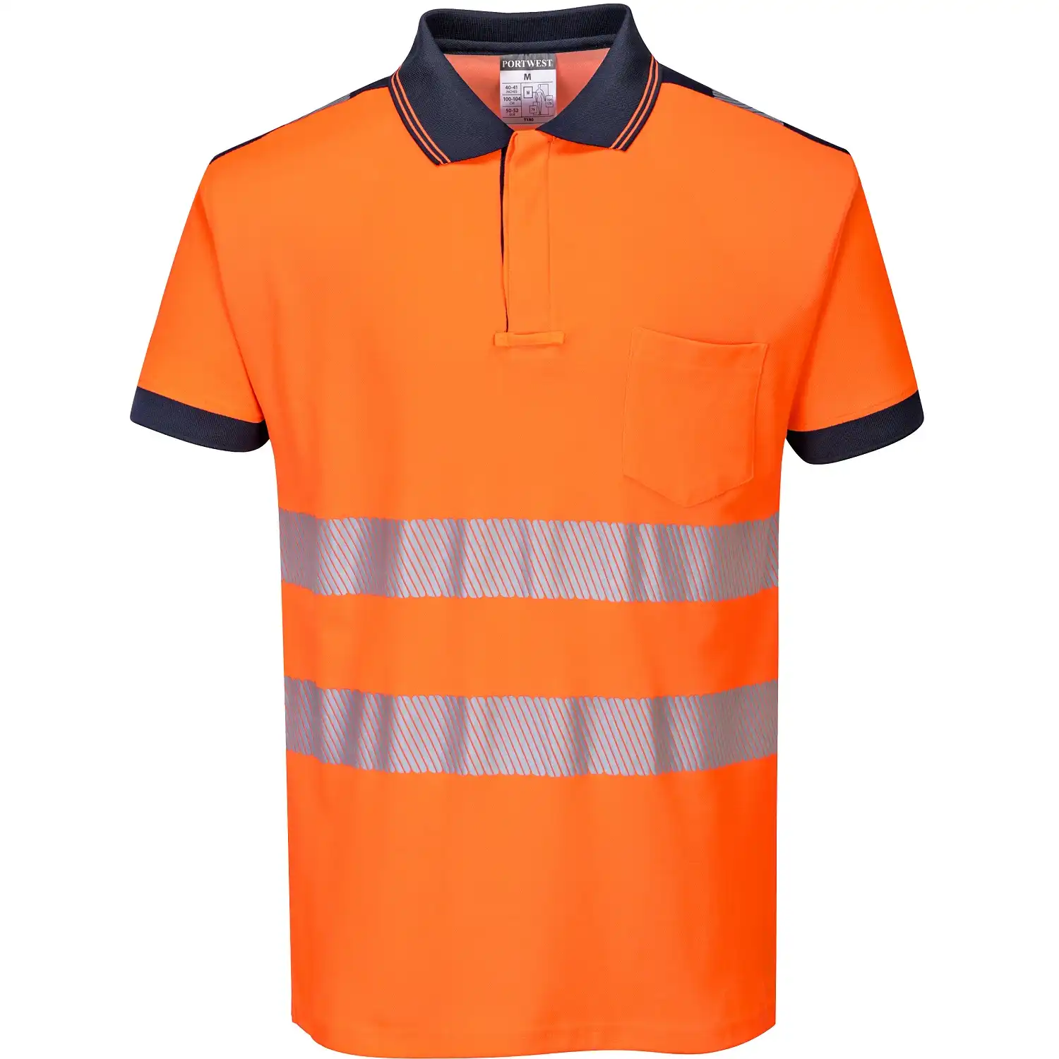 Warnschutz Polo-Shirt "T180" PW3 in orange/marine, L - Bild 1
