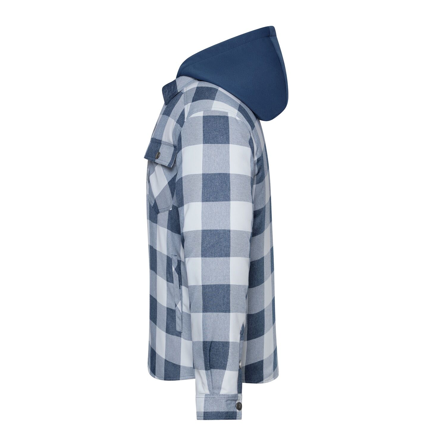 Hemdjacke Karo mit Kapuze "JN1872" in blau/grau, XS - Thumbnail 3