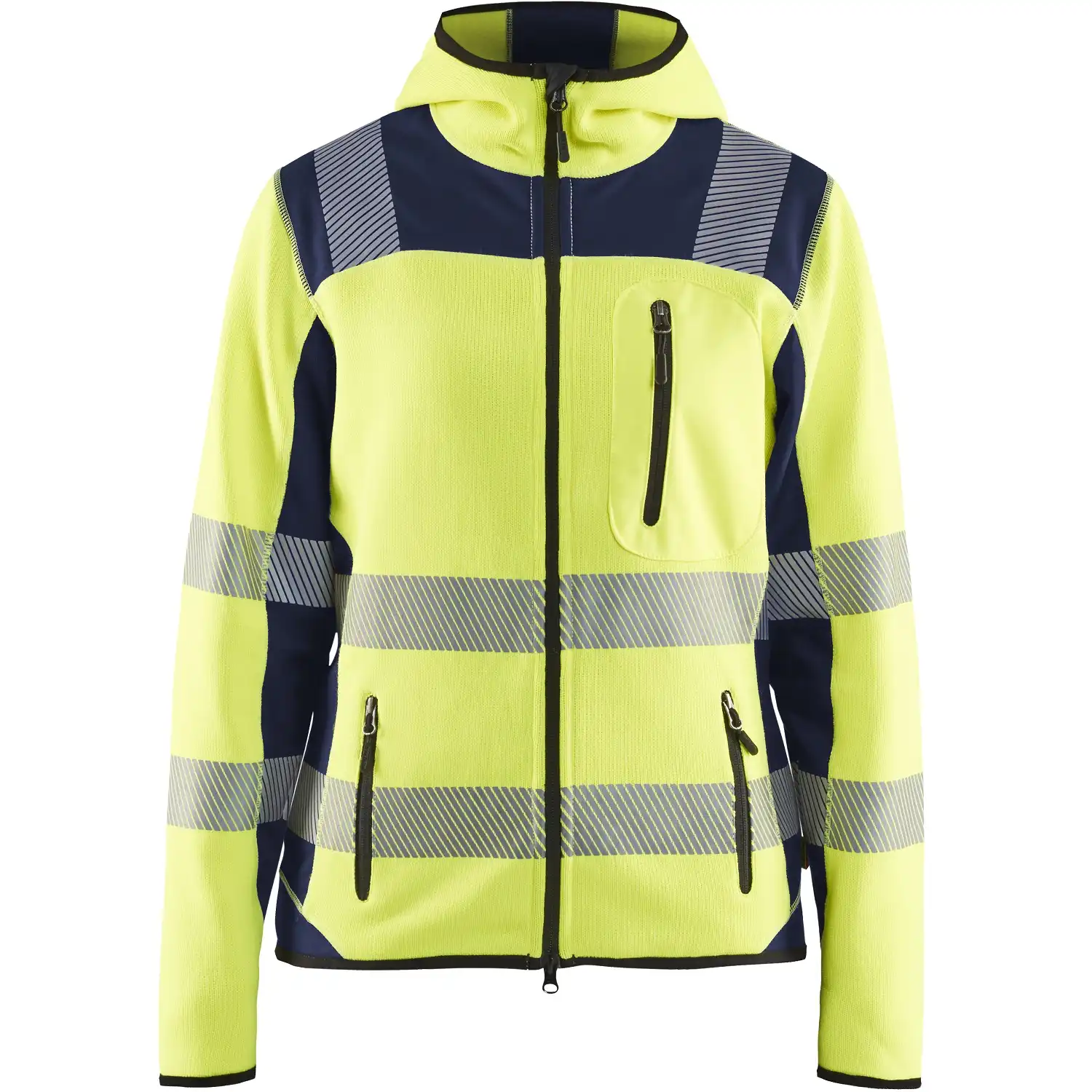 Damen Warnschutz Strickjacke "4967" in gelb/marine, XXL - Thumbnail 1