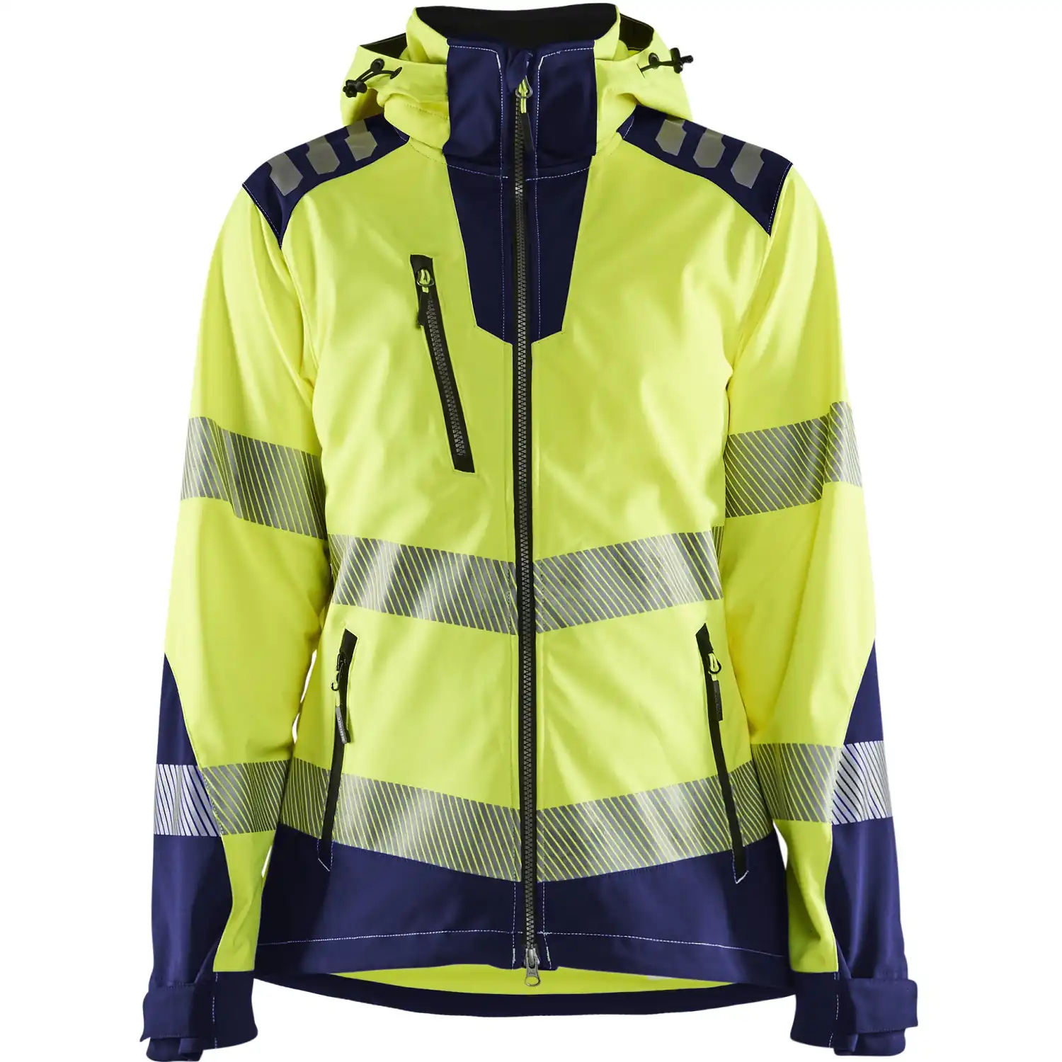 Damen Warnschutz Softshelljacke "4791" in gelb/marine, 3XL - Thumbnail 1