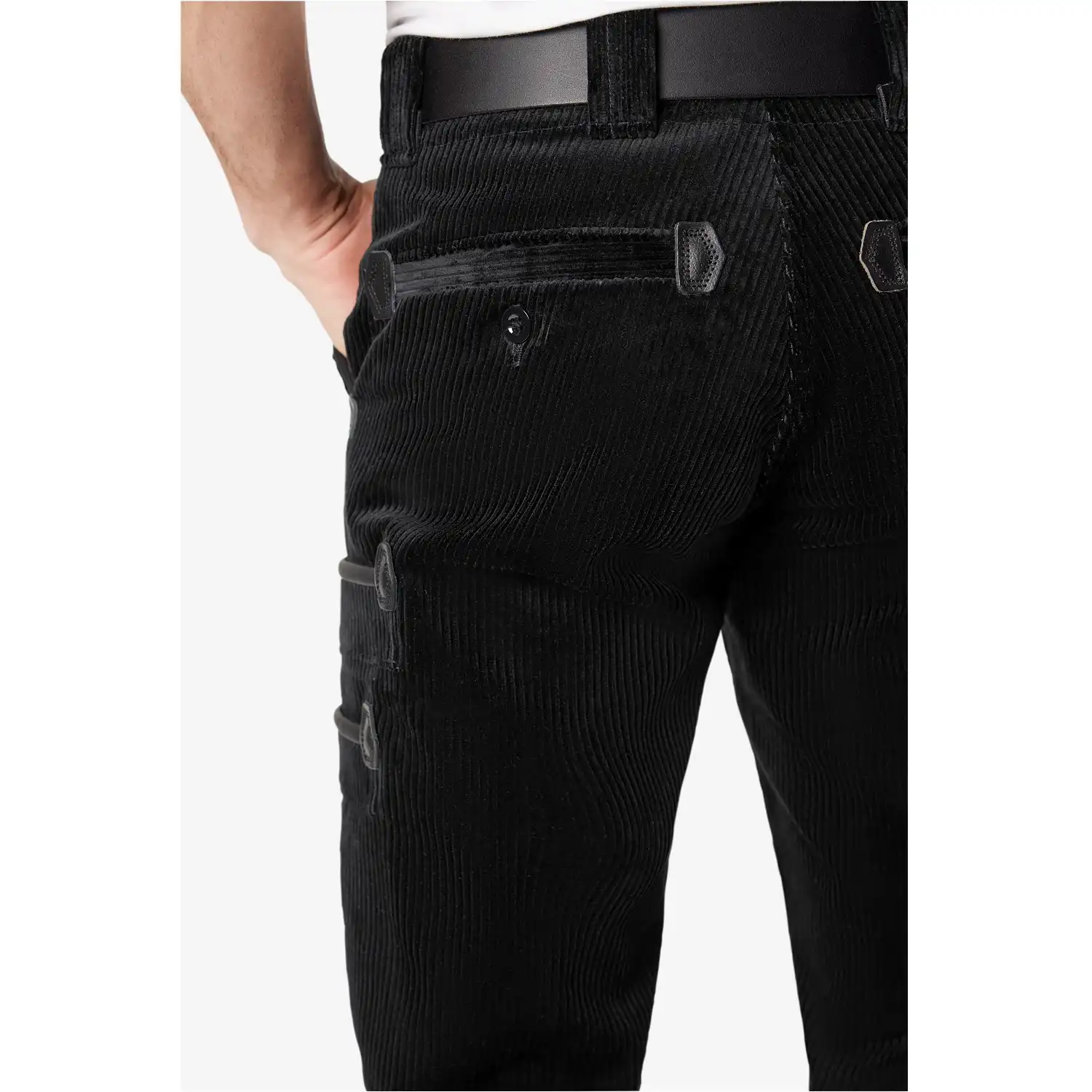 Zunfthose Trenkercord-Dreidraht mit Echtleder "EGON" schwarz in 52 - Thumbnail 5