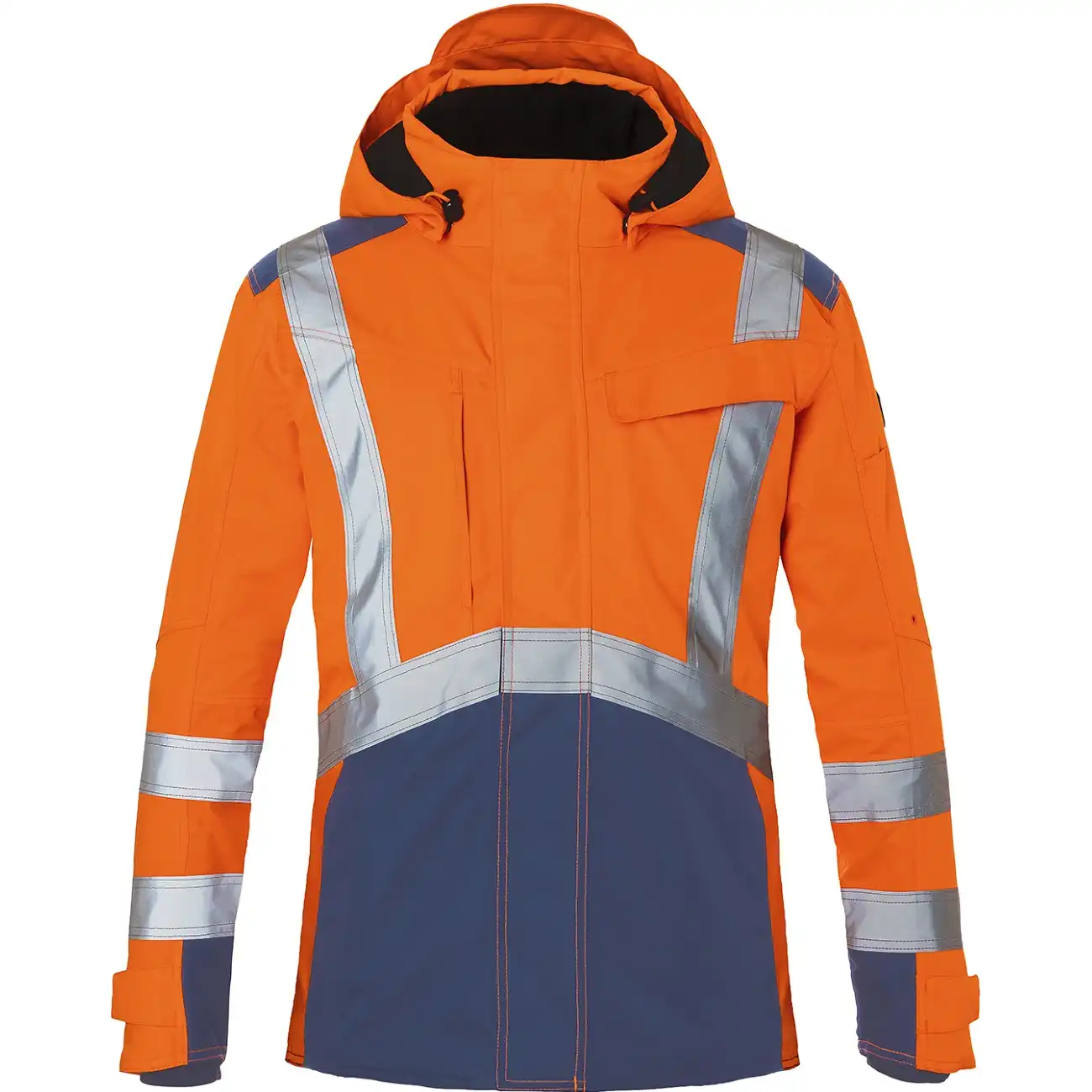 Warnschutz Winterjacke "REFLECTIQ" in orange/dunkelblau, XXL - Thumbnail 1