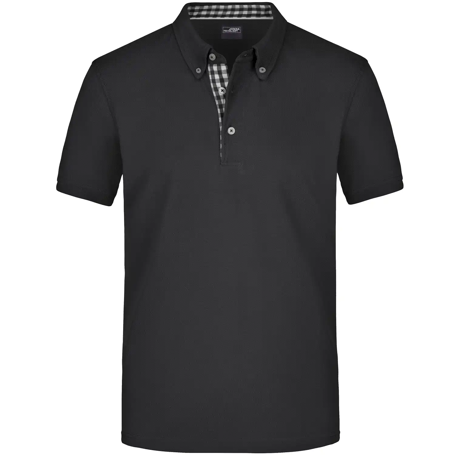 Polo-Shirt Plain "JN964" in black/black-white, 3XL - Thumbnail 1