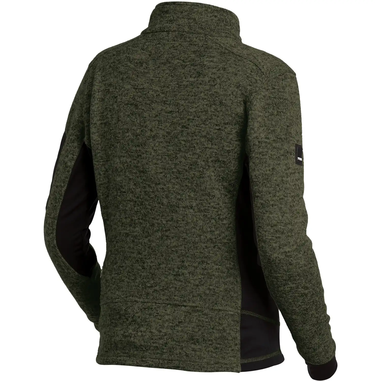 Damen Strick Fleecejacke "MARIEKE" in oliv/schwarz, S - Thumbnail 2