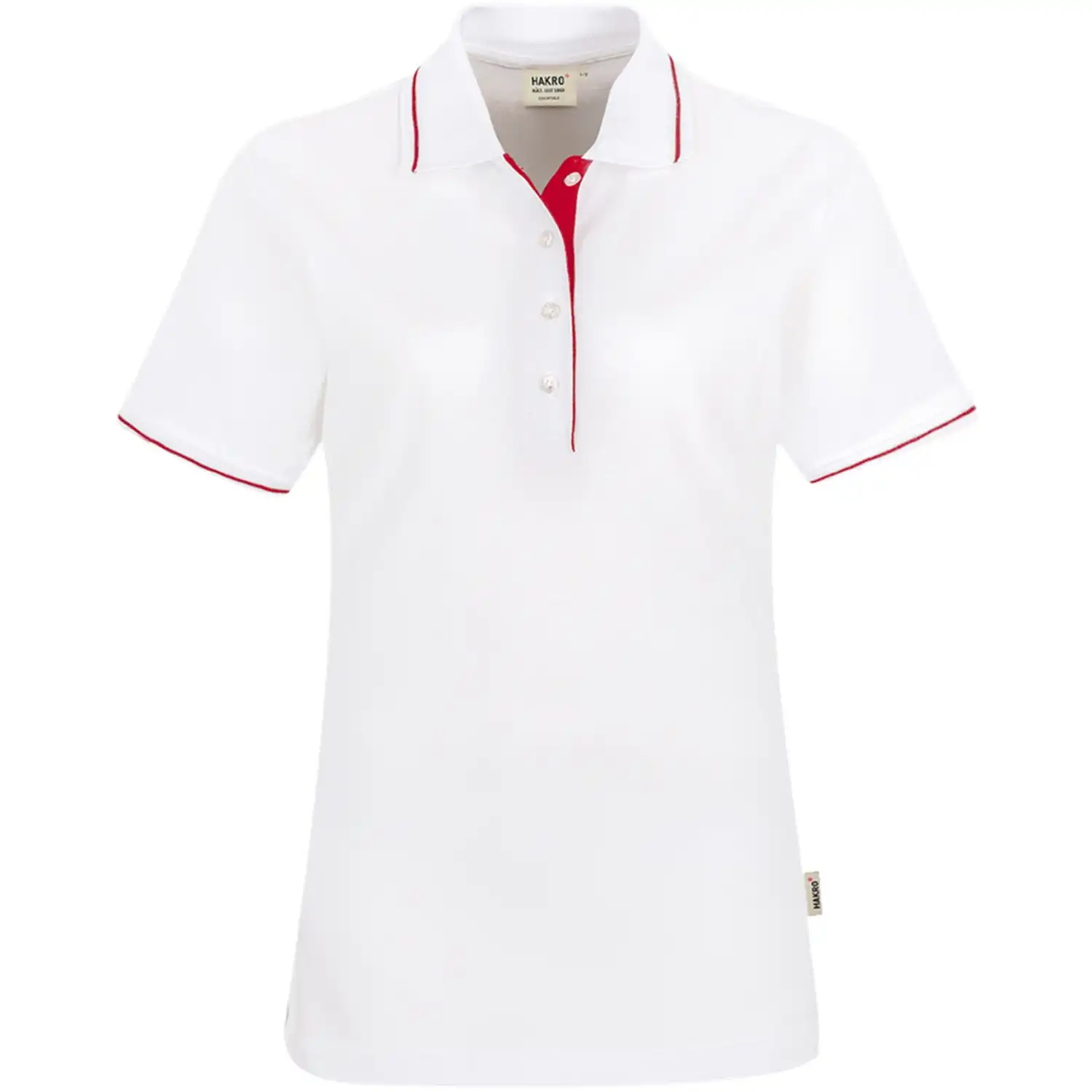 Damen Contrast Polo-Shirt "Casual" 203 in L, Weiß - Bild 1