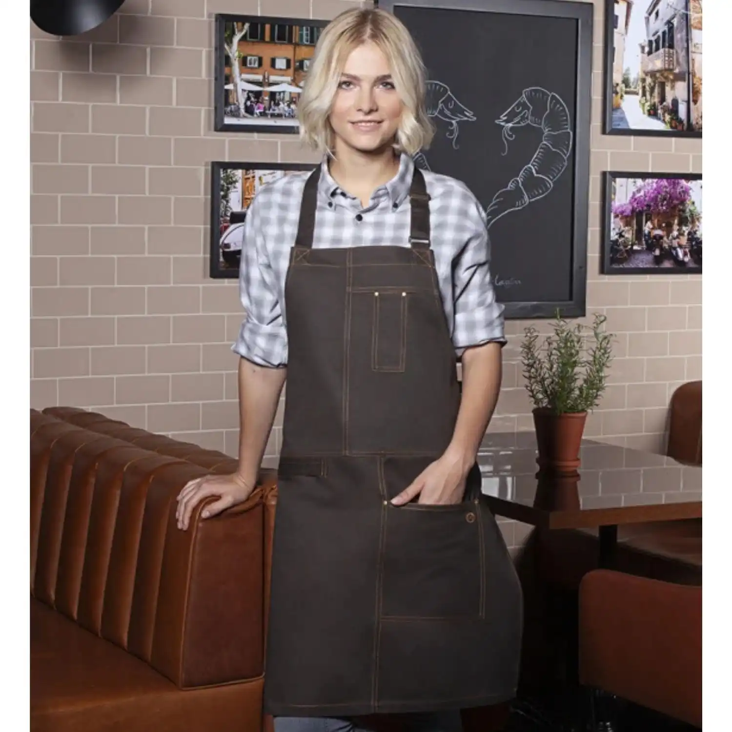 Latzschürze Urban Casual "LS 35" in chocolate - Thumbnail 2