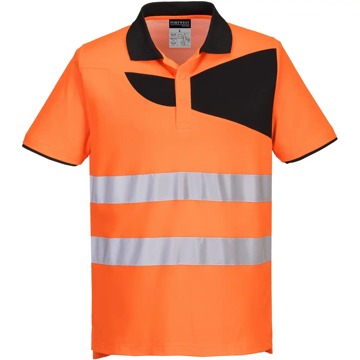Warnschutz Polo-Shirt "PW212" PW2 in orange/schwarz, XXL - Thumbnail 1