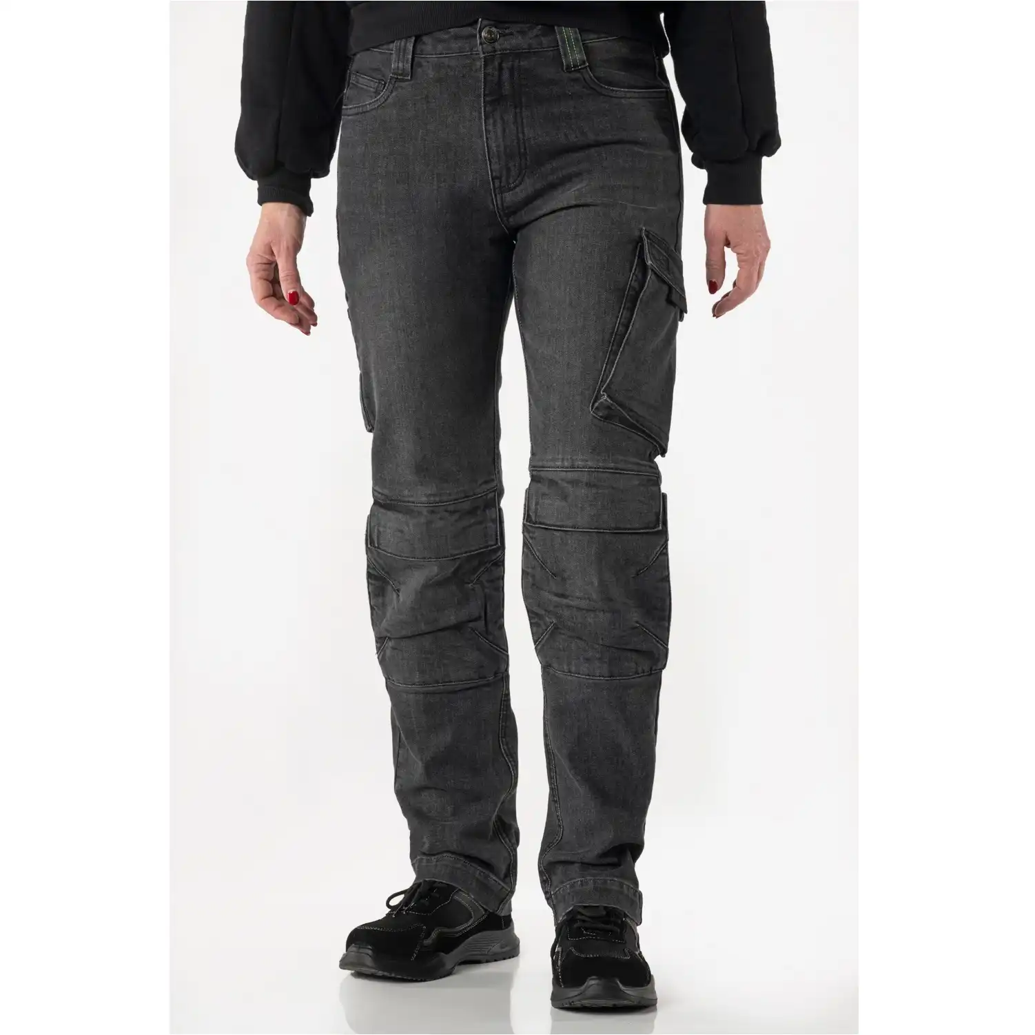 Damen Stretch Jeans "LARA" X35 black/grey in W27L30 - Thumbnail 4