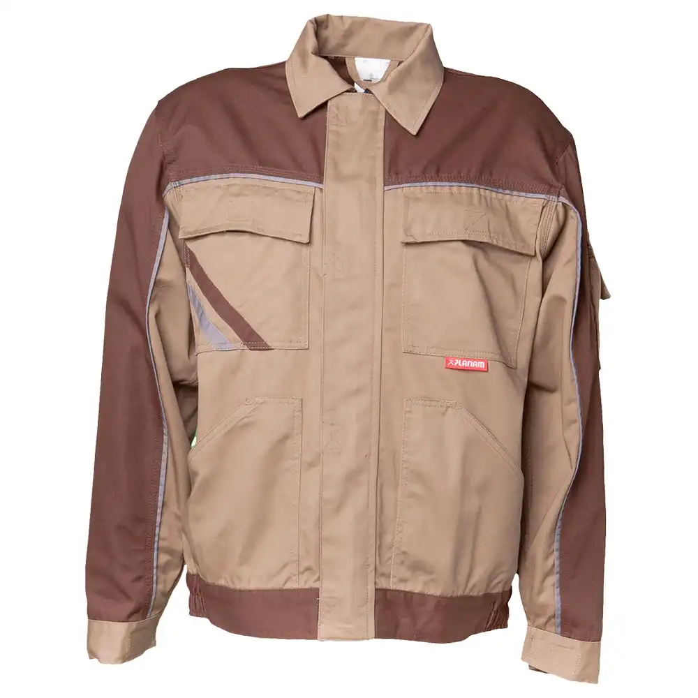Bundjacke "HIGHLINE" 285g/m² Canvas-Besatz in beige/braun/zink, 48 - Bild 1