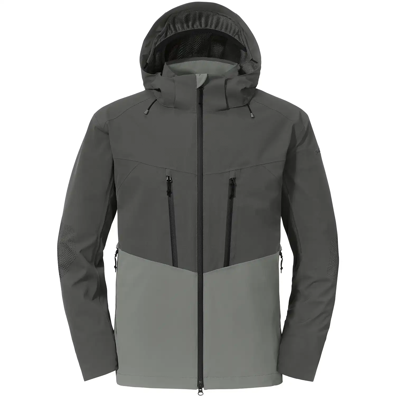 Regenjacke "SCHUTZSCHILD" Zipin in grau, L - Bild 1