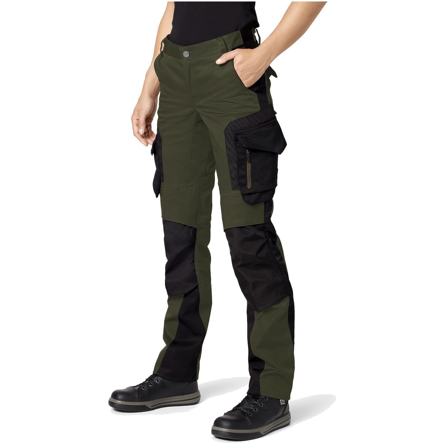 Damen Arbeitshose "ANNETTE" in oliv/schwarz, 36 - Thumbnail 3