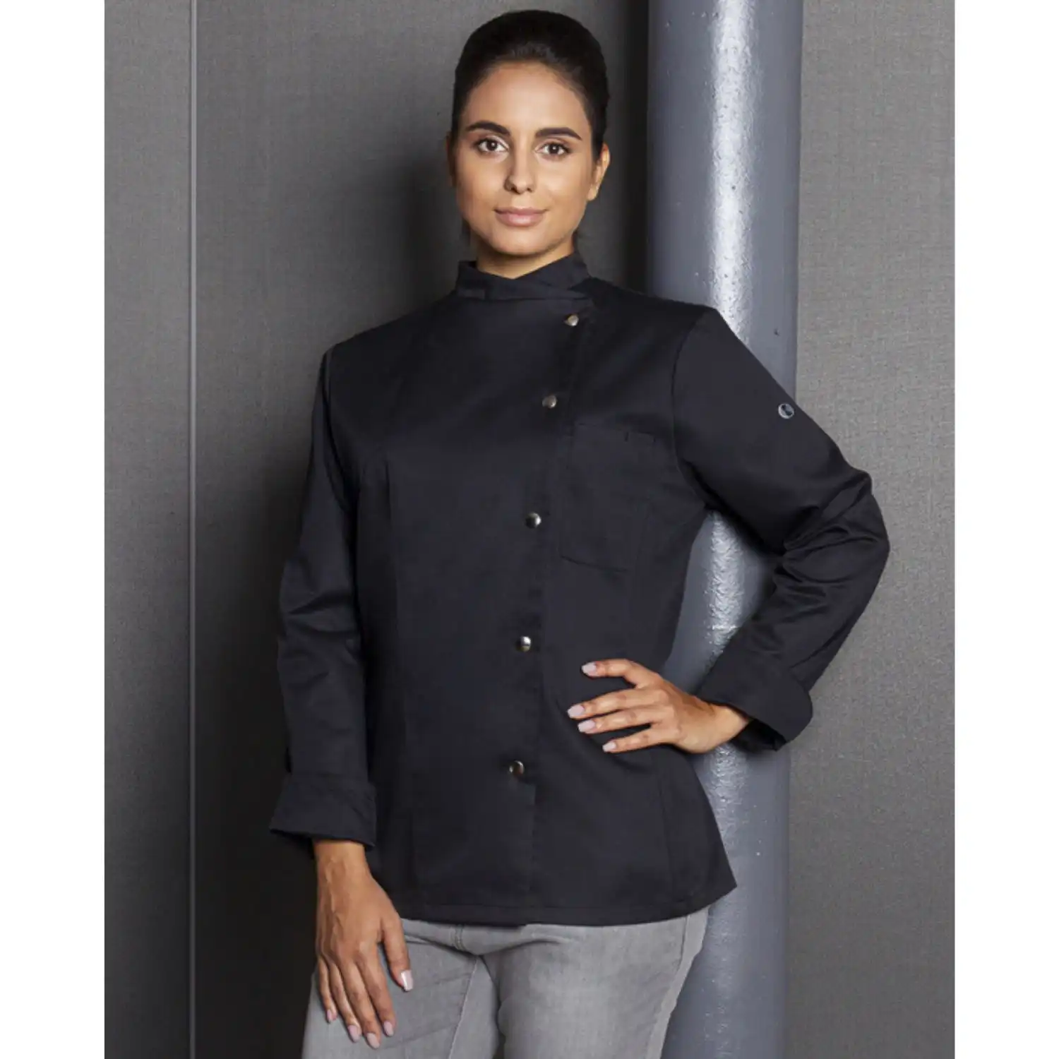 Damen Kochjacke Larissa "JF 3" in schwarz, 44 - Thumbnail 6