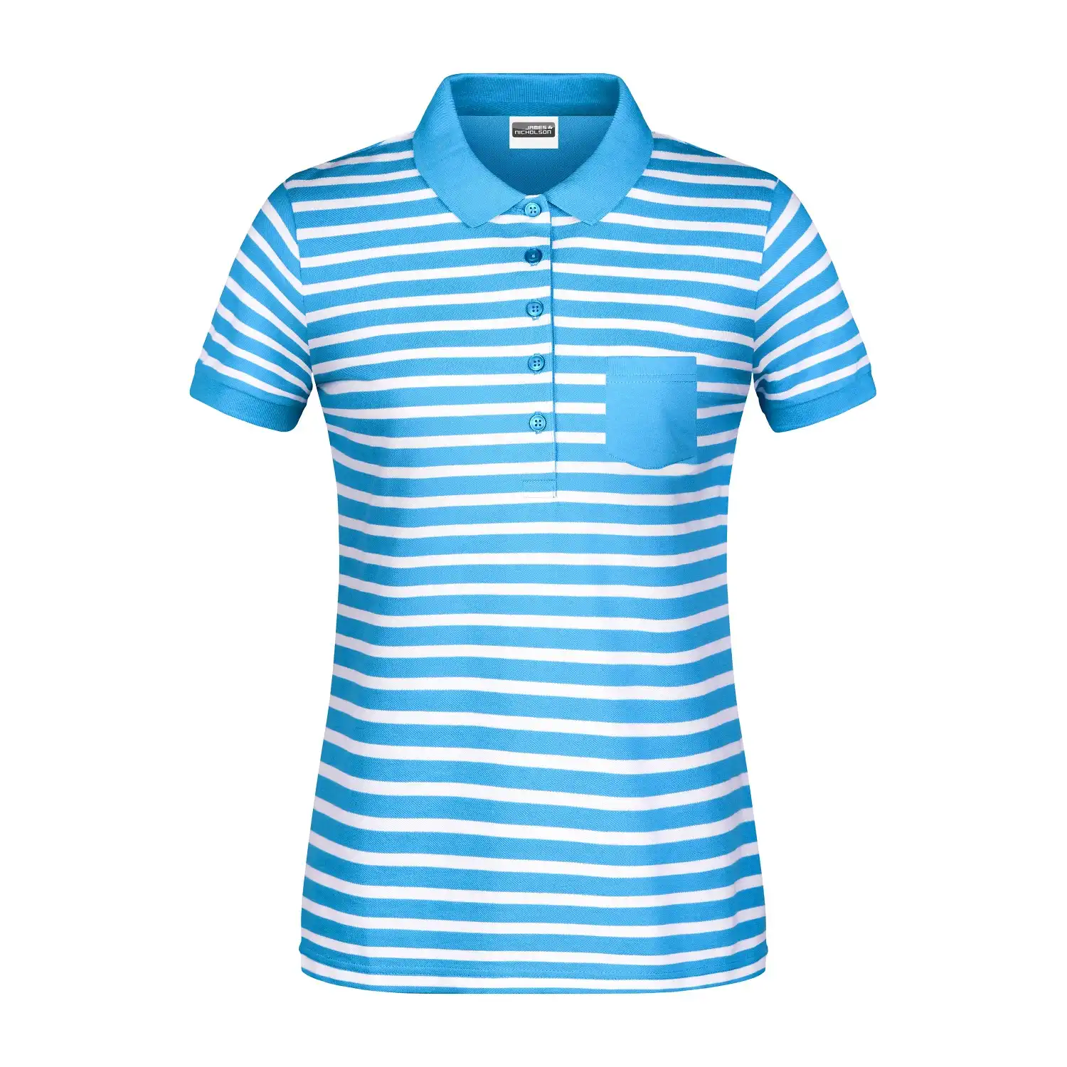 Damen Polo Striped "8029" in atlantic/white, XS - Bild 1