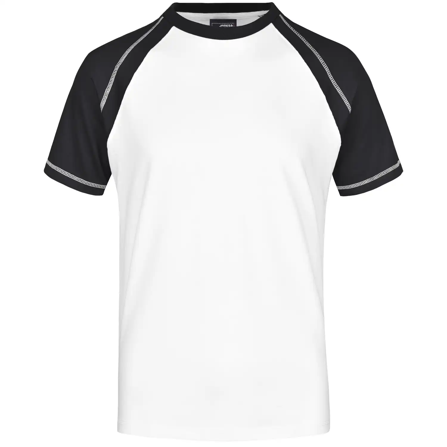 Raglan T-Shirt "JN010" in white/black, 3XL - Thumbnail 1