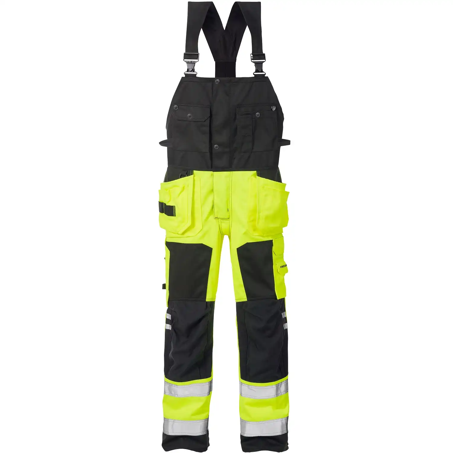 Warnschutz Latzhose "1014 PLU" in gelb/schwarz, C44 - Thumbnail 1