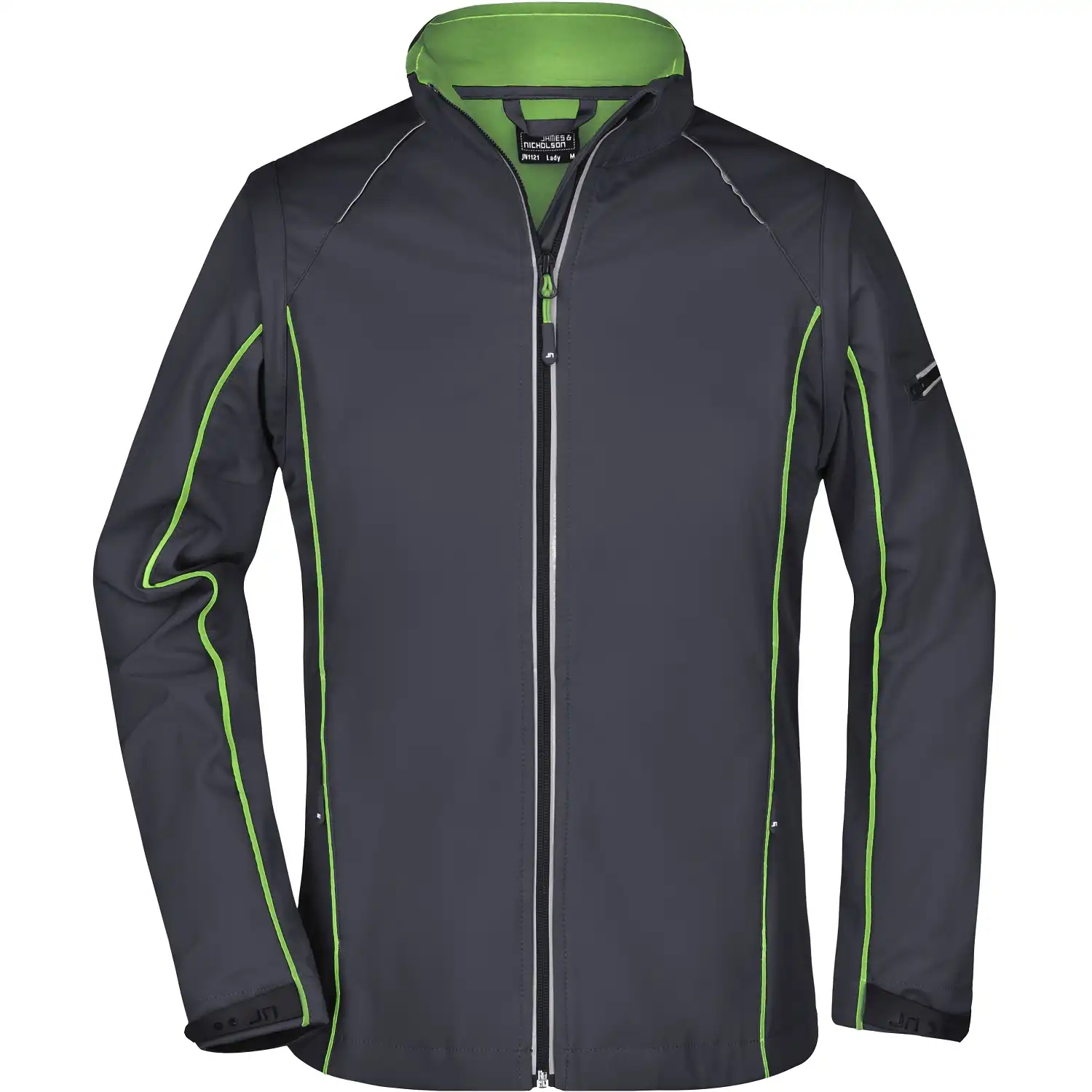 Damen 2-in-1 Softshelljacke "JN1121" in iron-grey/green, L - Bild 1