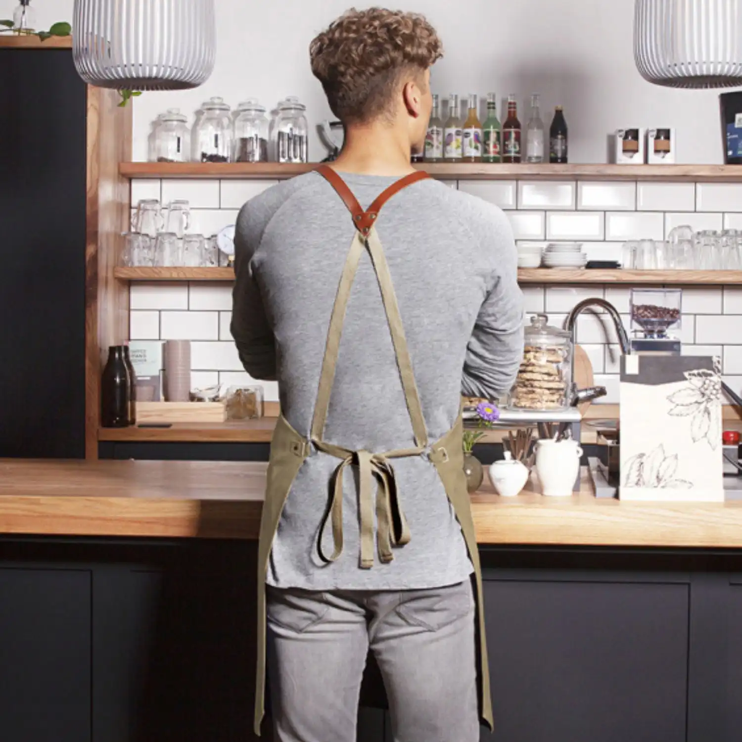 Latzschürze Green-Generation "LS 37" in kieselbeige - Thumbnail 4