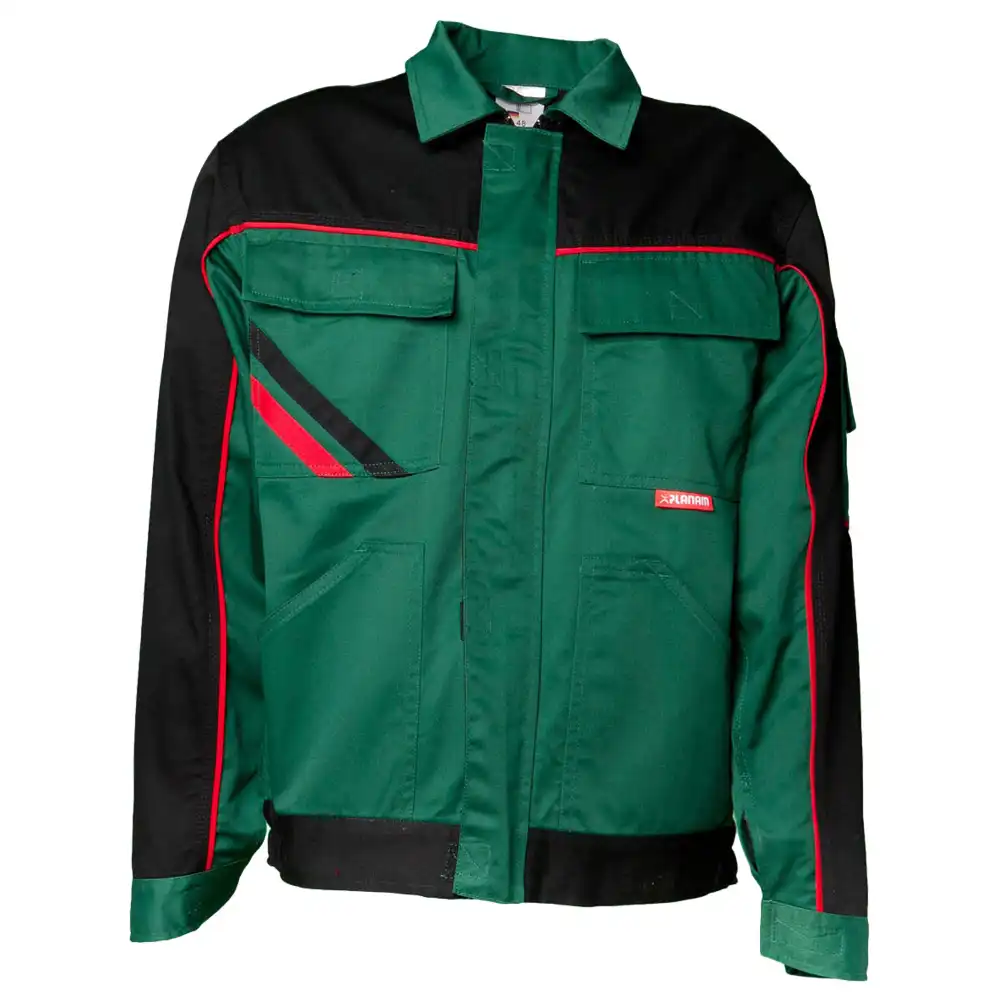 Bundjacke "HIGHLINE" 285g/m² Canvas-Besatz in grün/schwarz/rot, 42 - Thumbnail 1