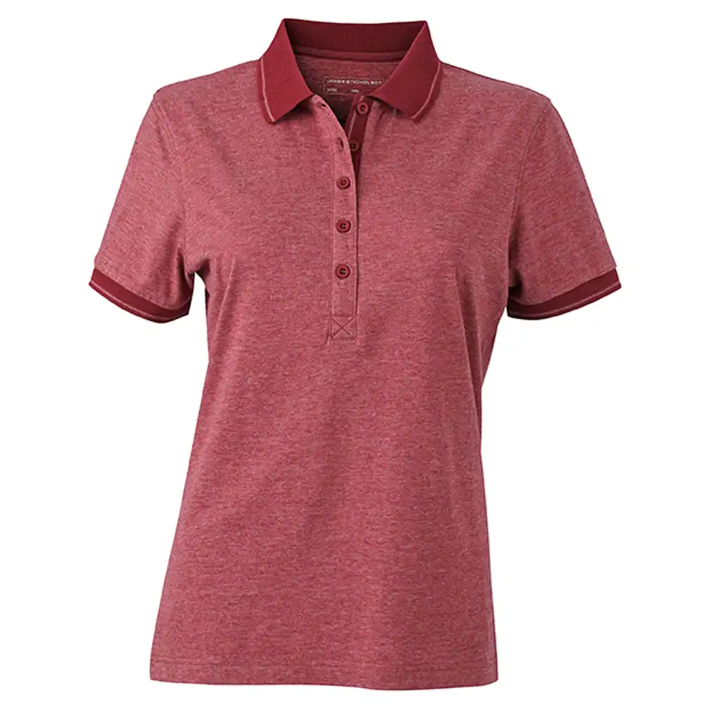 Damen Polo-Shirt Melange "JN705" in wine-melange/wine, L - Thumbnail 1