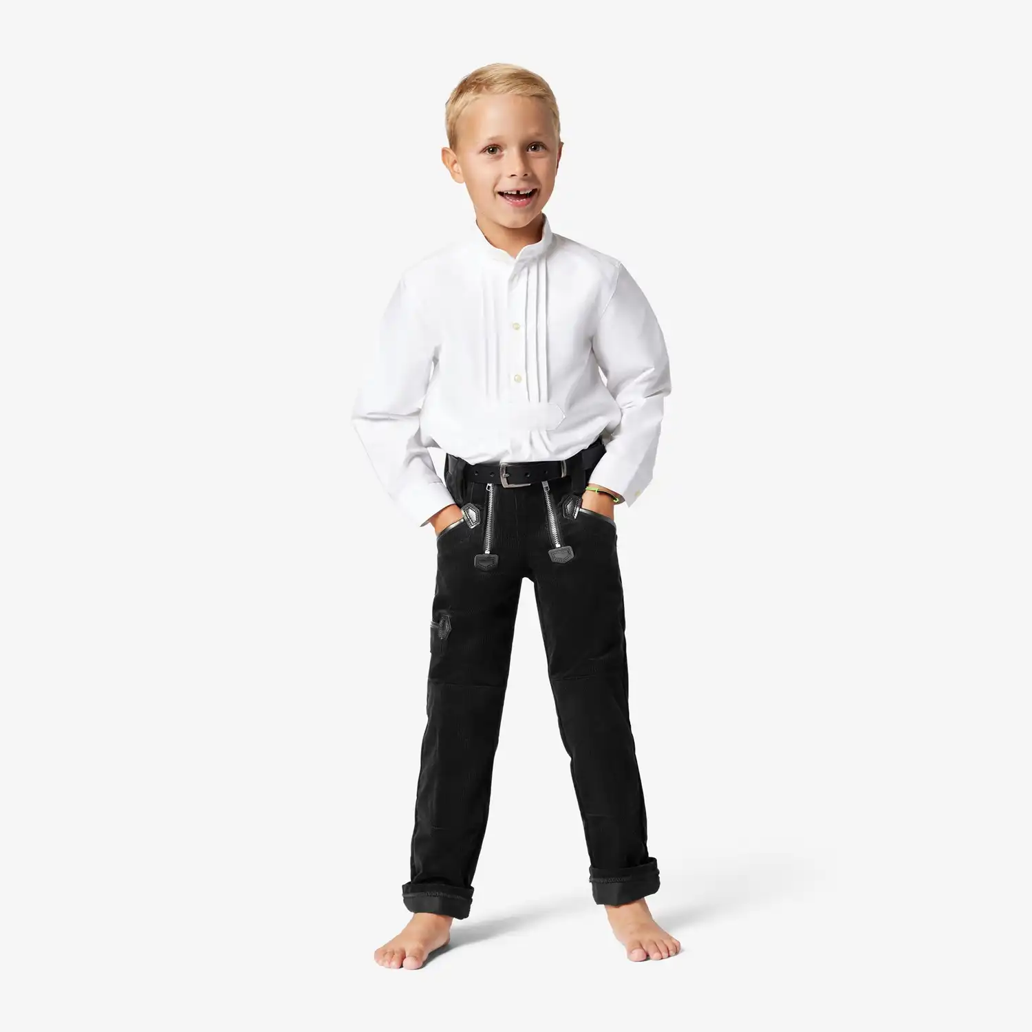 Kinder Zunfthemd Staude Langarm "BENNY" weiß in 164 - Thumbnail 2