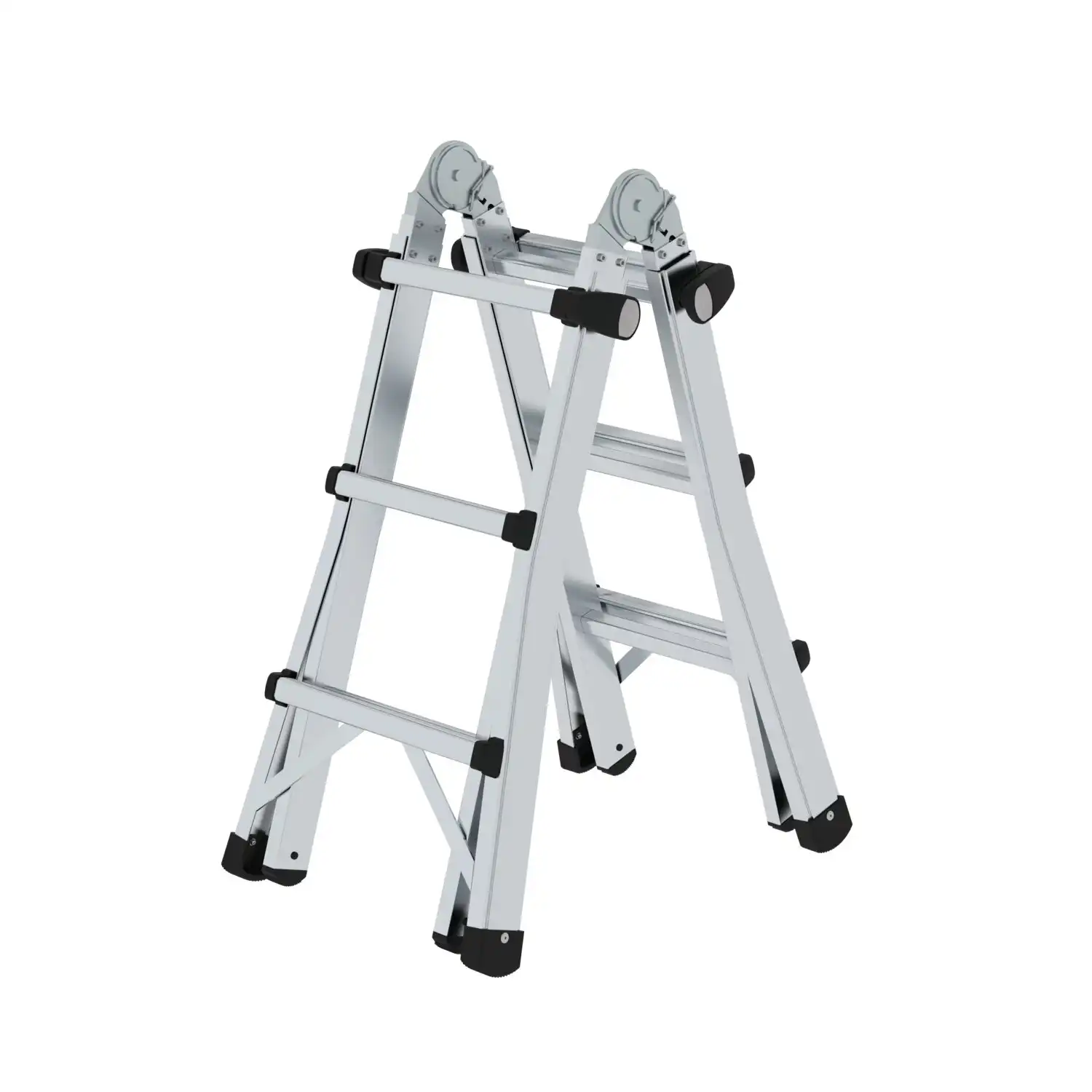 Teleskopleiter 4-teilig ohne Traverse in 4x3 Sprossen - Thumbnail 3